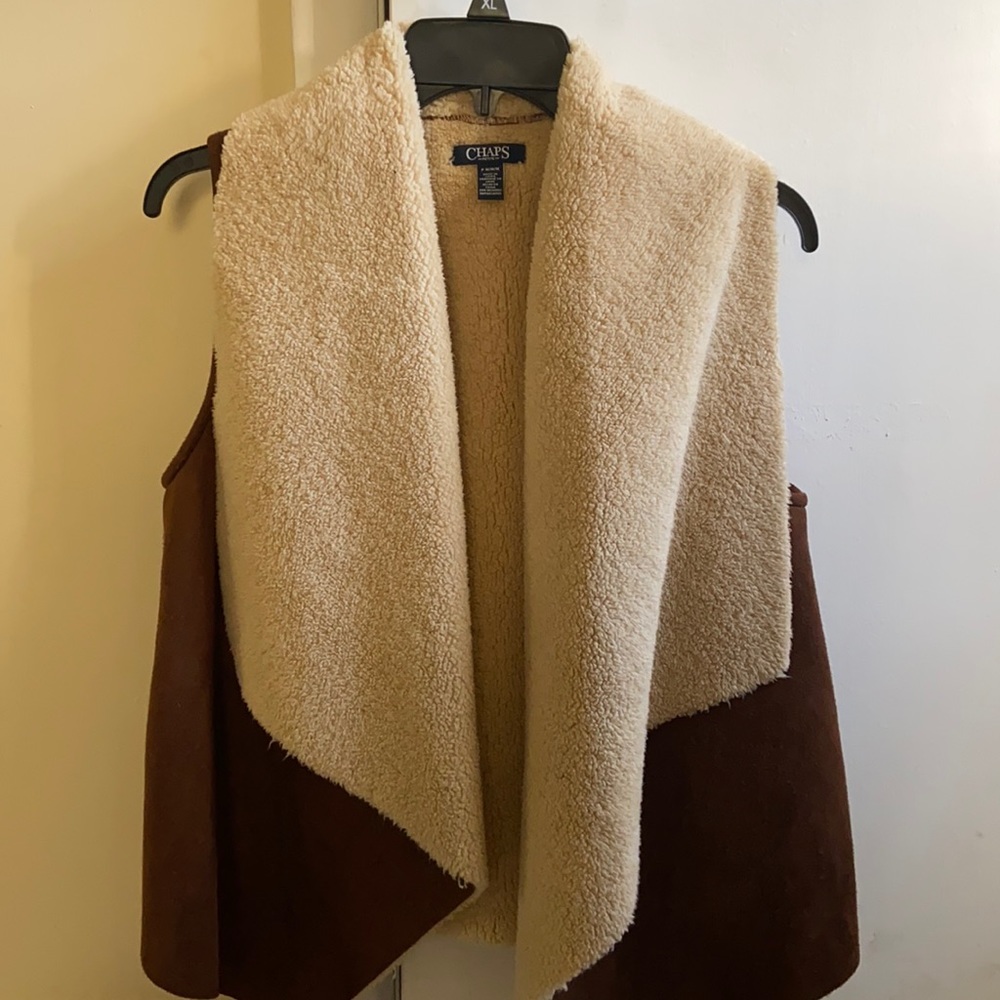 Chaps brown suede style vest women’s size medium